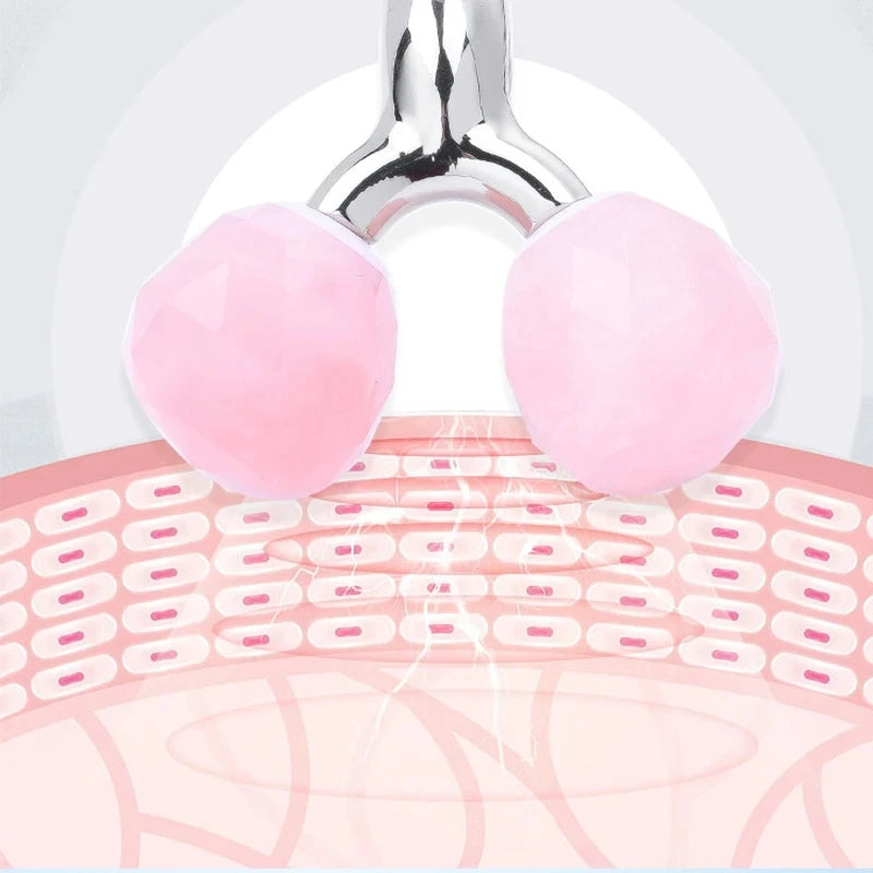 3D Roller Jade Massager For Face Rose Quartz Natural Stone Facial Massage 360 Rotate Wrinkles Remove Skin Care Lifting Tool