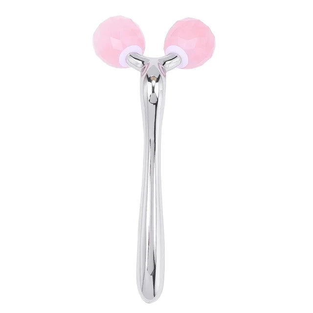 3D Roller Jade Massager For Face Rose Quartz Natural Stone Facial Massage 360 Rotate Wrinkles Remove Skin Care Lifting Tool