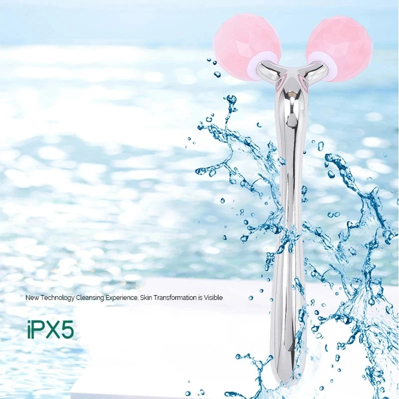 3D Roller Jade Massager For Face Rose Quartz Natural Stone Facial Massage 360 Rotate Wrinkles Remove Skin Care Lifting Tool