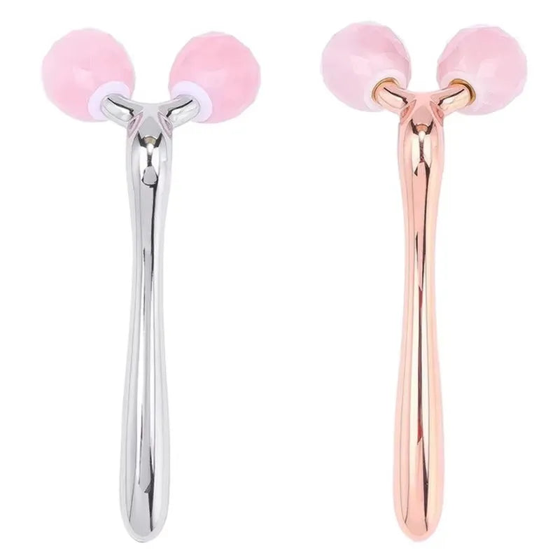 3D Roller Jade Massager For Face Rose Quartz Natural Stone Facial Massage 360 Rotate Wrinkles Remove Skin Care Lifting Tool