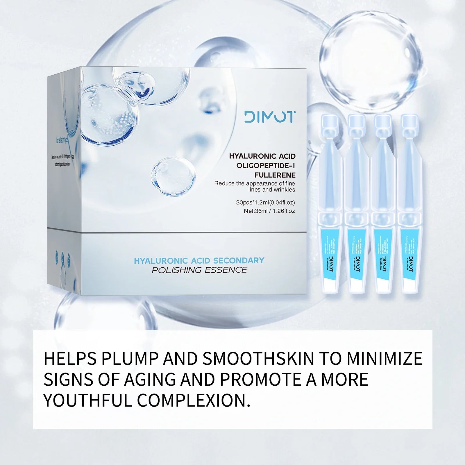 30 Bottles 3% Hyaluronic Acid Serum - Anti-aging, deep nourishment, PFC, collagen. Face slimming, whitening, lifting & firming.