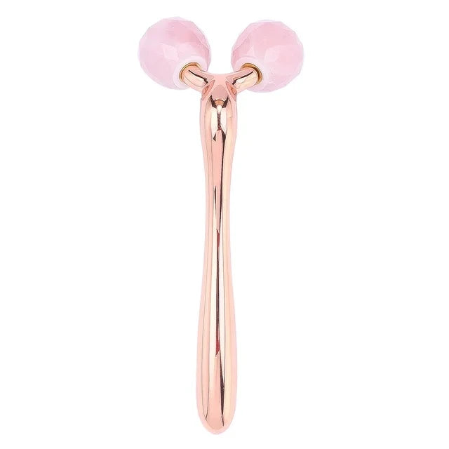 3D Roller Jade Massager For Face Rose Quartz Natural Stone Facial Massage 360 Rotate Wrinkles Remove Skin Care Lifting Tool