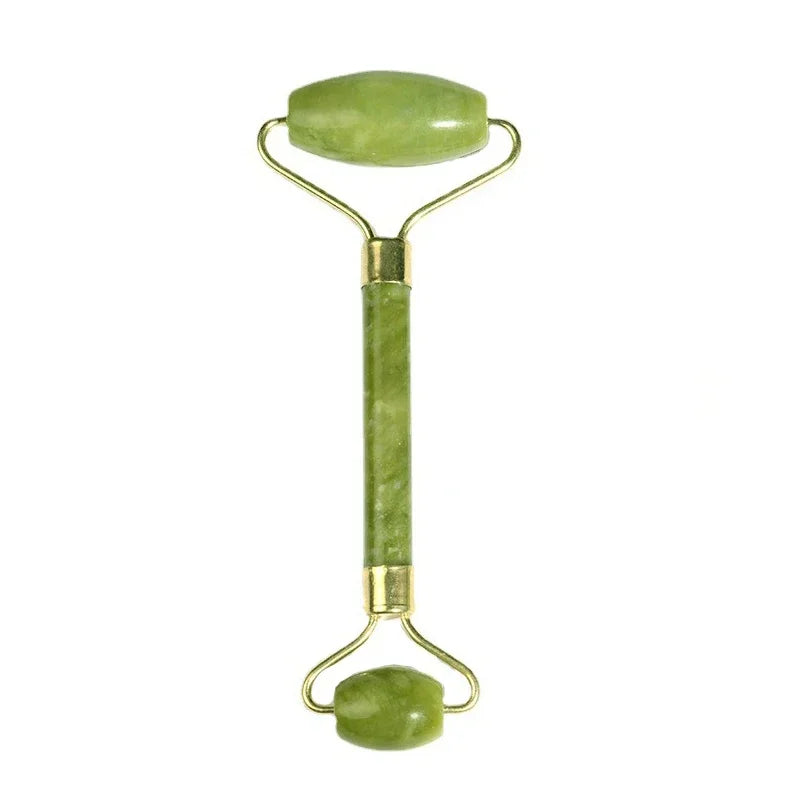 Jade Face Roller Guasha Scraping Board Set Double Heads Jade Stone Lift Body Slim Neck Face Lifting Roller